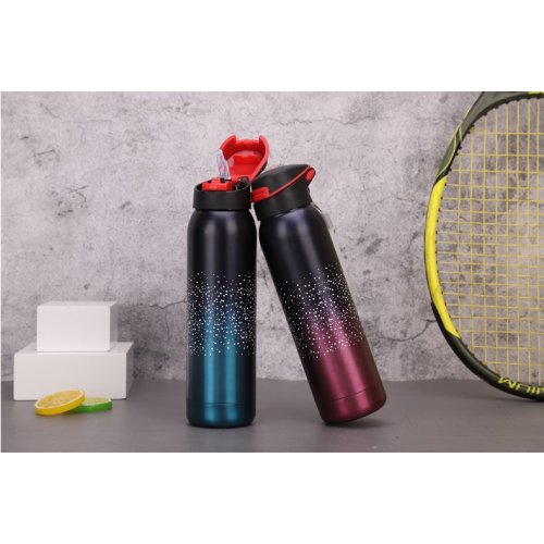 Tasse thermos de sport sous vide en acier inoxydable avec paille