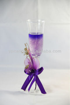 Light Purple Gel Candle in Glass Jar with Flower