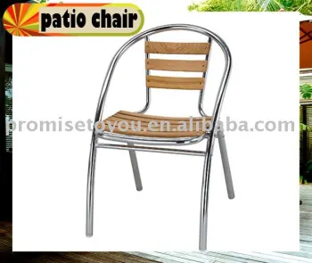 patio chair with aluminum frame and wooden slat
