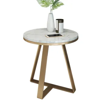 Gold Metal Small Round Side Table for Bedroom and Living Room Furniture