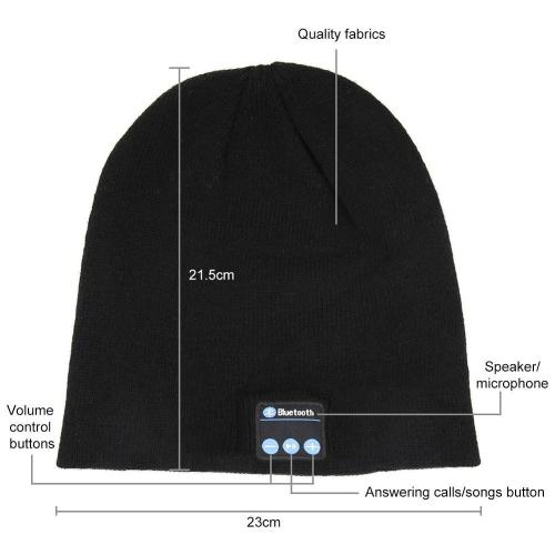 Fone de ouvido sem fio Bluetooth Beanie Chapéu musical de malha