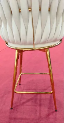 Modern Bar Chair in Velvet with Gold Design