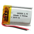 Vente chaude 502030 3.7V 250mAh Li Polymer Battery