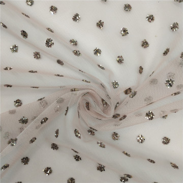 Nouveau tissu de tulle hexagonal avec des motifs de paillettes