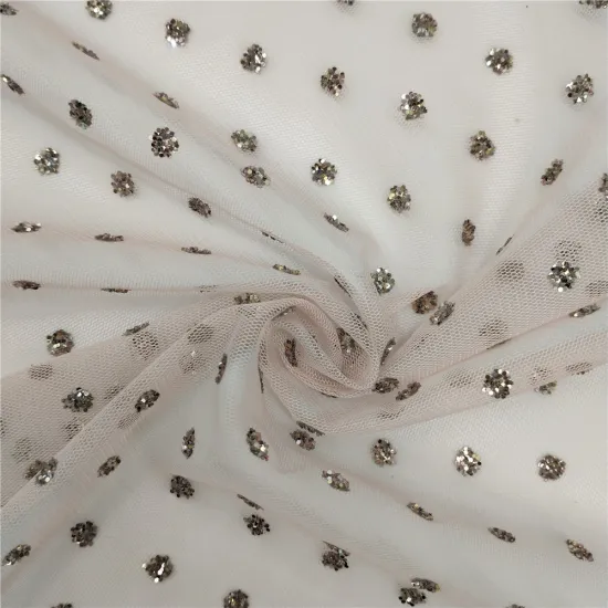 New design hexagonal tulle fabric with sequin patterns