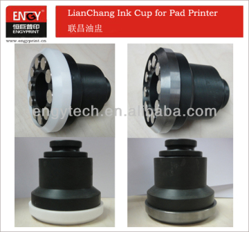 Pad printing ink cup with ceramic ring and carbide ring