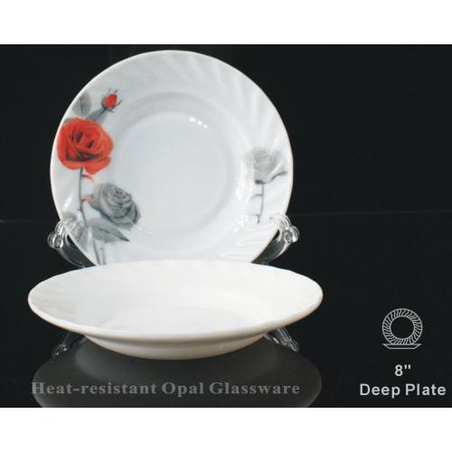 Heat Resistant Glass Plate Opal Glass -8 "Deep