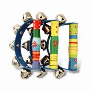 14 x 9cm Bell Toy with 5 Rings, Made of Solid Wood and Shaking Bell