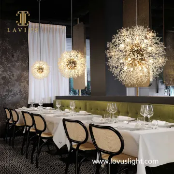 Fireworks shape chandelier Gold light luxury custom chandelier Villa custom creative chandelier