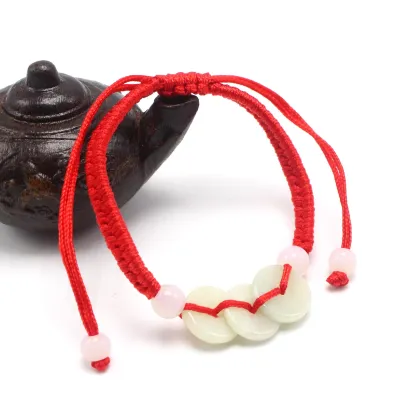 Natural Stone Feng Shui Lucky Red String Bracelet for Men