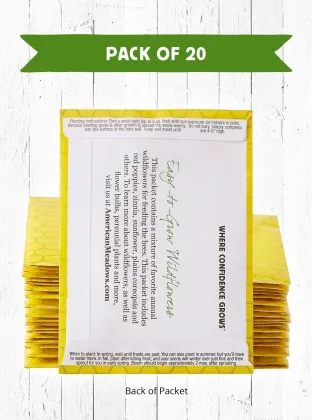American Meadows Pack of 20 Wildflower Seed Packets: Attractive Pollinator Mix for Bees, Butterflies, and Hummingbirds - Ideal for Parties and Any Event
