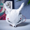 Máscara de cosplay tradicional chinesa de raposa branca de pelúcia