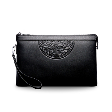 Men Genuine Leather Hand Held Clutch Bag Embossing Envelope Wallet Fashion Business Card Money Phone Purse Big Capacity