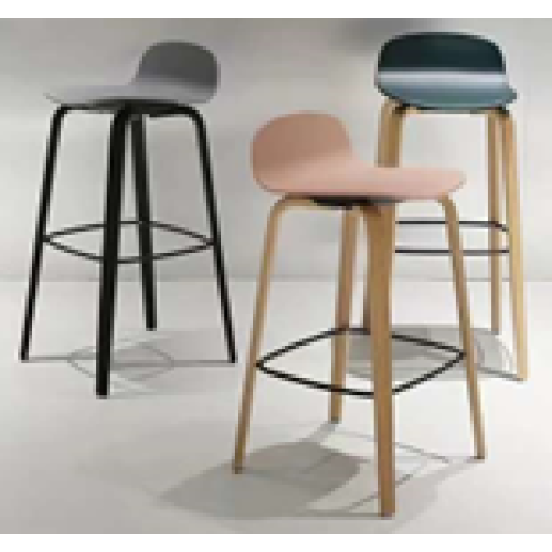 Ensemble de 2 tabourets de bar en bois courbé, hauteur comptoir