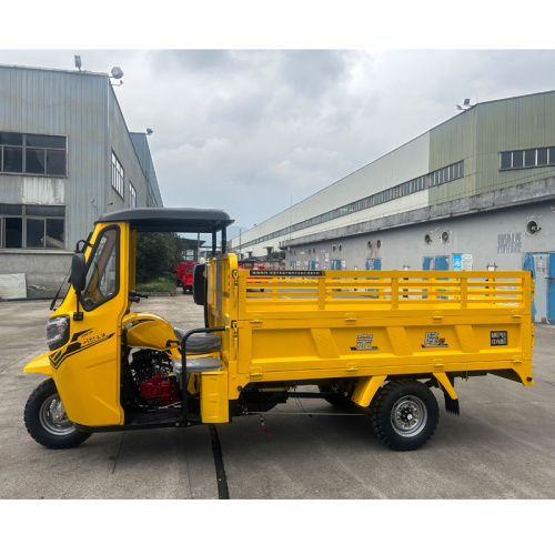 Yellow Tricycle Motorcycle with guardrail