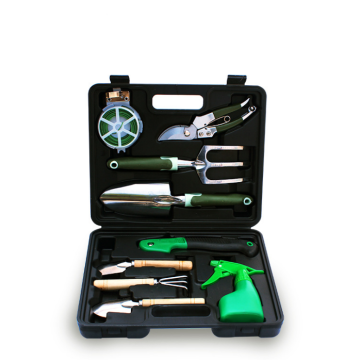 Stainless Steel Multi-Function Garden Tool Set with Portable Plastic Box - 9pcs