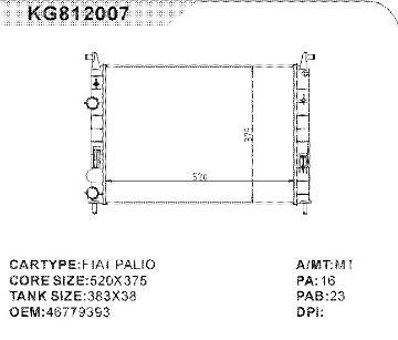 auto radiator car for FIAT PALIO OEM:46779393