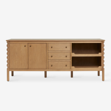 Topia Sideboard: Modern Traditional Solid Ash Wood Storage Cabinet for Living Room, Dining Room, Bedroom
