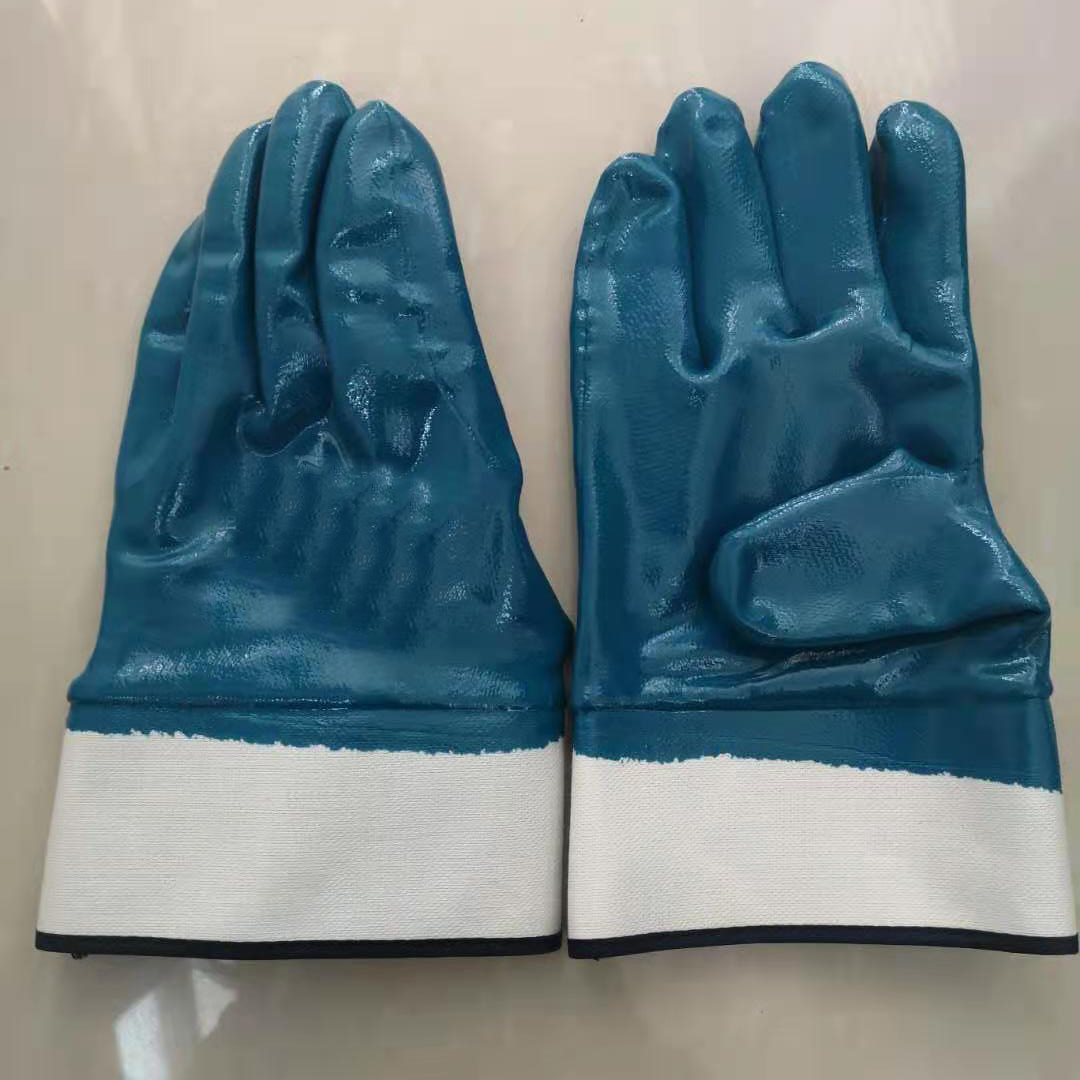 Bule Nitirle Safety cuff Gloves