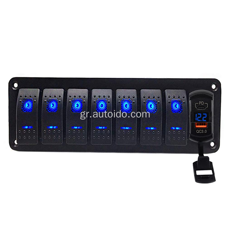 12V 7 Gang Rocker Switch Panel για βάρκα