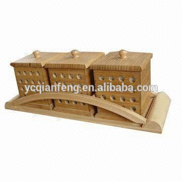 3-Pieces canister set ----Made from bamboo with lip