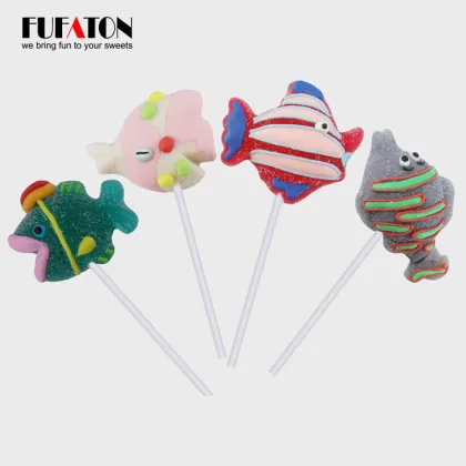 Fish shaped jelly pop candy lollipop
