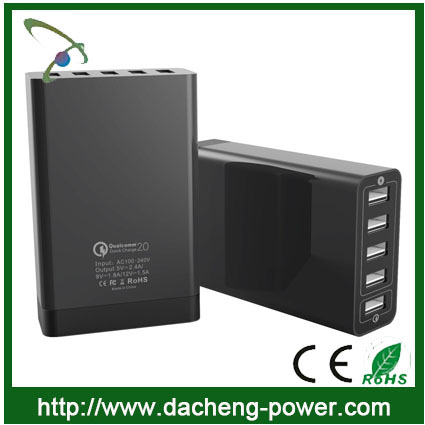 Newly arrival qc 2.0 charger 75% faster charging speed multi usb charger 8A 40W for mobile phone tablet