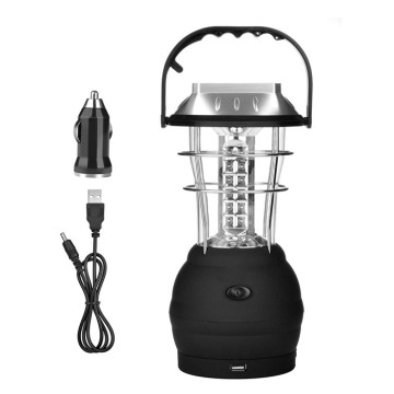 Outdoor Rechargeable Solar Camping Lantern with 36/63 LED Lights, Hand Crank Dynamo & Security Function