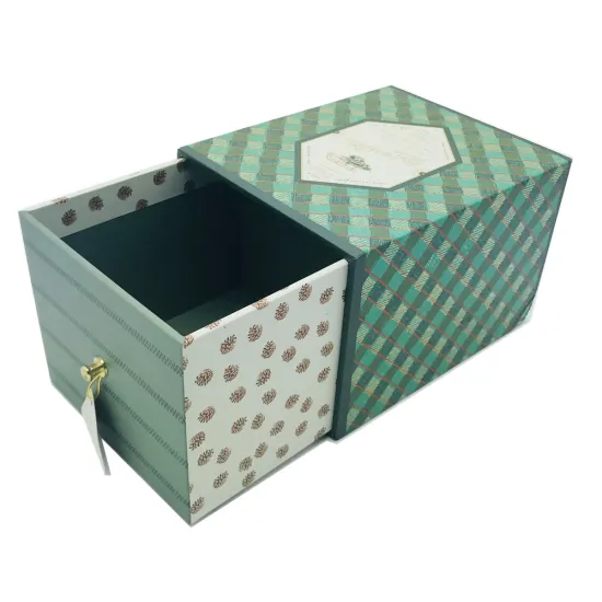 Green drawer cardboard tea box