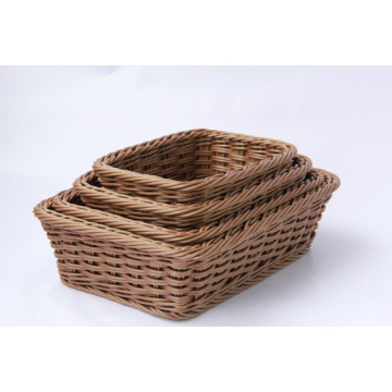 Keranjang Rattangular Rotan Plastik Handweaving untuk Bakery