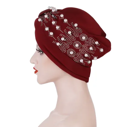 Vintage Muslim Hat: Hot Stamping Hijab Ethnic Bandanas Indian Hat Headscarf for Bride's Wedding Turban Cap