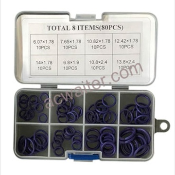 Ac Purple Nbr Hnbr O-Rings Gasket Seal Kit - 8 Sizes Car Air Conditioning O-ring Assortment for Valve Core Removal