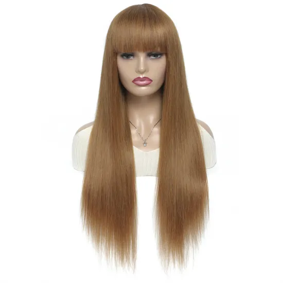 Vigorous free sample  wholesale 9A grade brown straight double drawn real raw brazilian human hair half wig