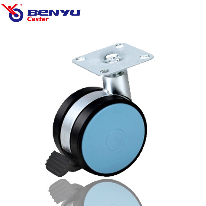 OEM Blue Furniture Casters Wheels Top Plate Brake