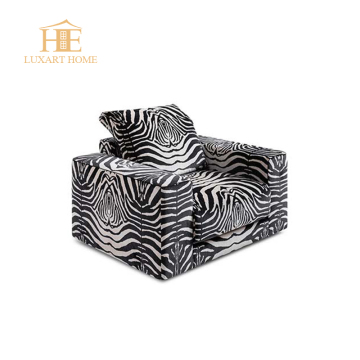 Black Velvet Zebra Texture Relax Armchair for Luxury Living Rooms