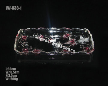 Glass Fruit Plate with Flower Design (LW-C38-1)