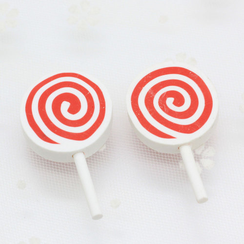 Wholesale Novel Design 45mm Length Beautiful Colors Soft Polymer Clay Charms Swirl Lollipop Candy for Craft DIY Dec