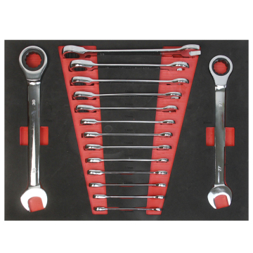 Multi-size Dual-purpose Rotatable Ratchet Open Torx Wrench Tool Set with Tray