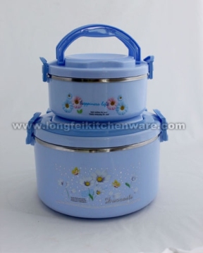 2PCS Plastic Lunch Box With Stainless Steel Liner