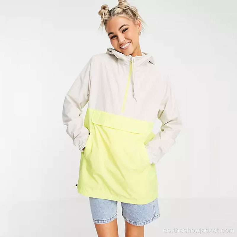 2021 Customization Anorak con capucha de color en contraste para mujer