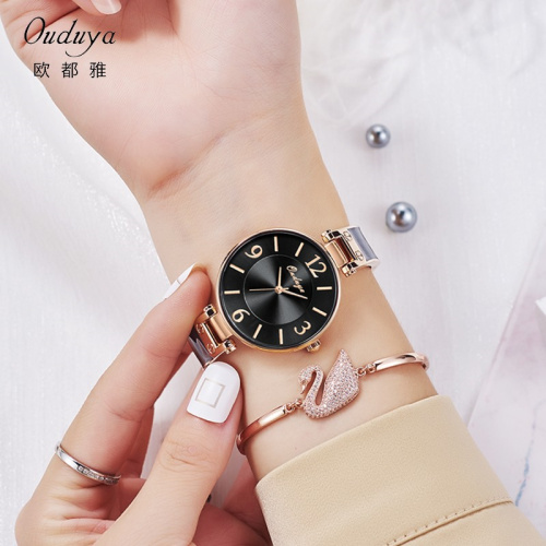 OUDUYA Fashion British Retro Student Reloj de cuarzo para mujer