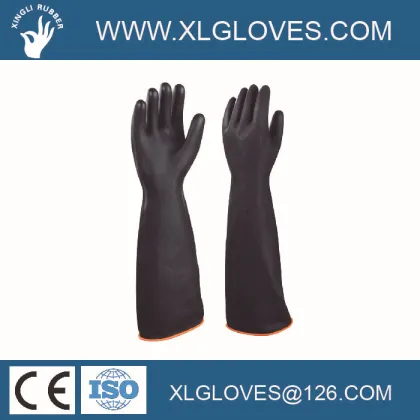Black Industrial Rubber(latex) Glove/Chemical resistance glove/Extra long gloves