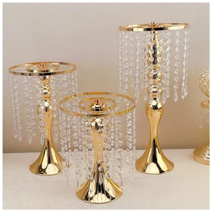 Tall Candle Stand with Flower Vase Decor - Wedding Centerpieces Metal Flower Stand