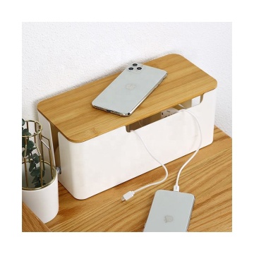 Platzvereinbarbare weiße Kunststoff-Kabel-Verwaltungsbox mit bambusabdeckung mit weißem Plastik.