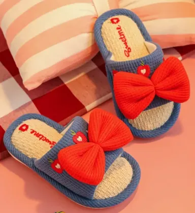 Flax Slides Slipper Children Linen Cotton