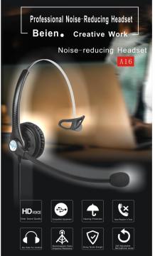 A16 USB over-ear headset with microphone call center noise-cancelling