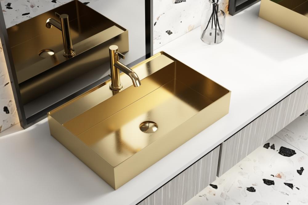 Handmade Stainless Steel Gold Bathroom Sinks