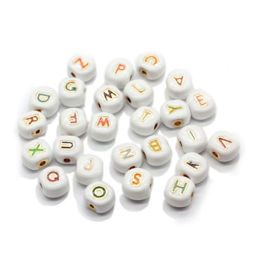 100pcs Zinc Alloy Letter Beads Double Face Flat Round Enamel Charms for DIY Pendants Bracelet Jewelry Making Accessories