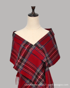 Soft Lambswool Classic Check Patterns Winter Scarf