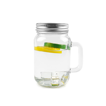 480 ml de frasco de albañil de vidrio transparente con mango